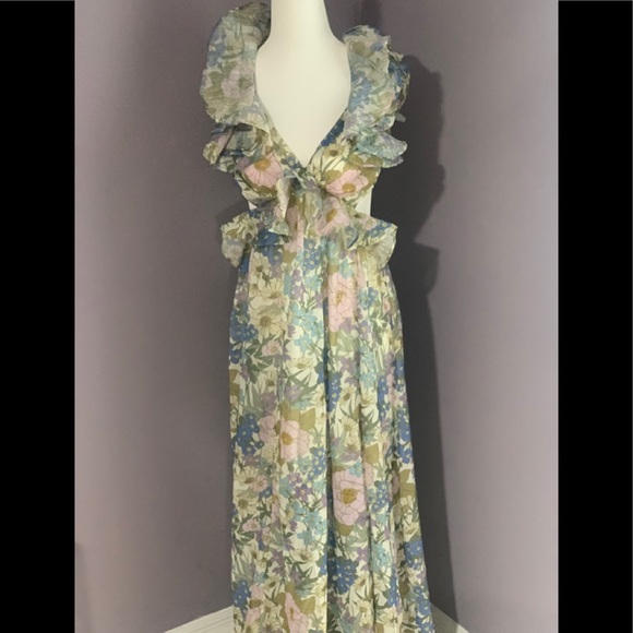 Vici | Dresses | Vici Zabelle Floral Ruffle Cutout Maxi Dress | Poshmark